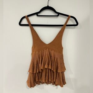 NWT Urban Outfitters Brown Layered Ruffle Top